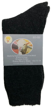 1 Pair Merino Wool Blend Work Socks Thermal Hiking Winter Warm Socks - Black - 11-14 V563-BB-1MWSOX-BLK-11_14