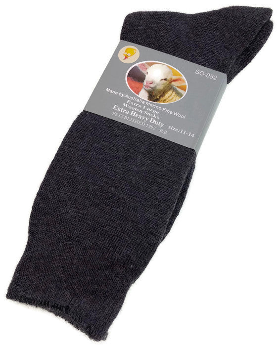 1 Pair Merino Wool Blend Work Socks Thermal Hiking Winter Warm Socks - Charcoal - 11-14 V563-BB-1MWSOX-CH-11_14