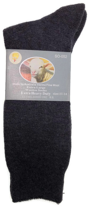 1 Pair Merino Wool Blend Work Socks Thermal Hiking Winter Warm Socks - Charcoal - 11-14 V563-BB-1MWSOX-CH-11_14