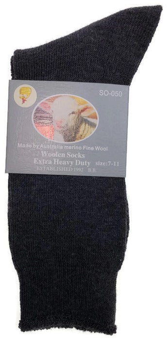 1 Pair Merino Wool Blend Work Socks Thermal Hiking Winter Warm Socks - Charcoal - 7-11 V563-BB-1MWSOX-CH-7_11