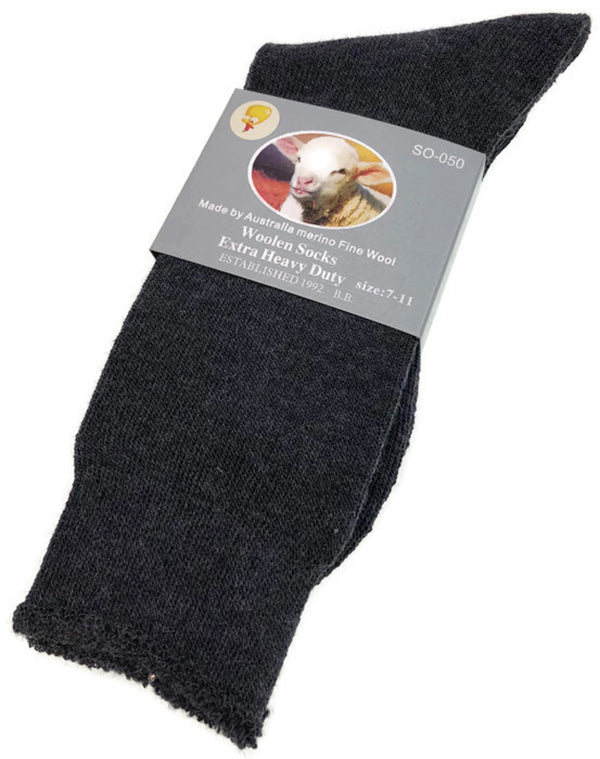 1 Pair Merino Wool Blend Work Socks Thermal Hiking Winter Warm Socks - Charcoal - 7-11 V563-BB-1MWSOX-CH-7_11