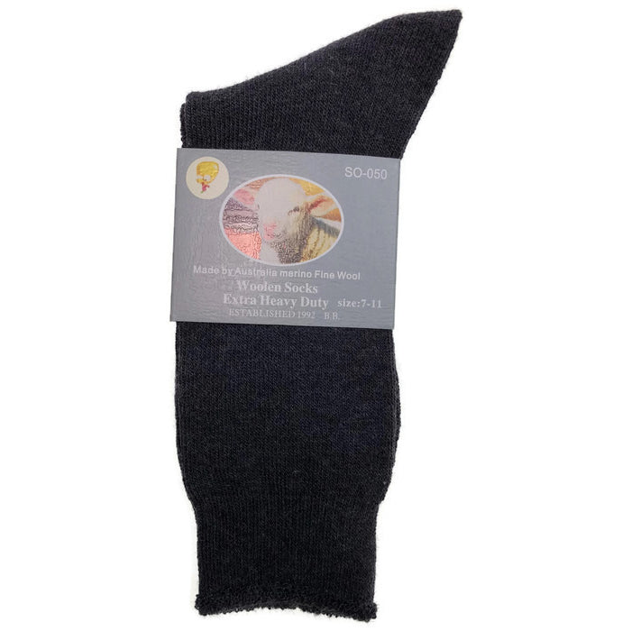 1 Pair Merino Wool Blend Work Socks Thermal Hiking Winter Warm Socks - Charcoal - 7-11 V563-BB-1MWSOX-CH-7_11
