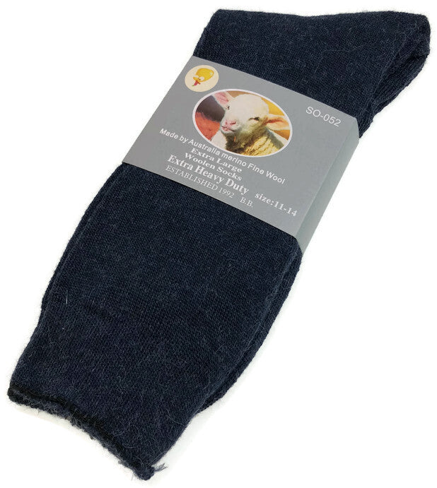 1 Pair Merino Wool Blend Work Socks Thermal Hiking Winter Warm Socks - Navy - 11-14 V563-BB-1MWSOX-NVY-11_14