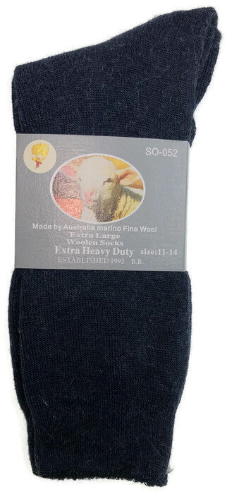1 Pair Merino Wool Blend Work Socks Thermal Hiking Winter Warm Socks - Navy - 11-14 V563-BB-1MWSOX-NVY-11_14