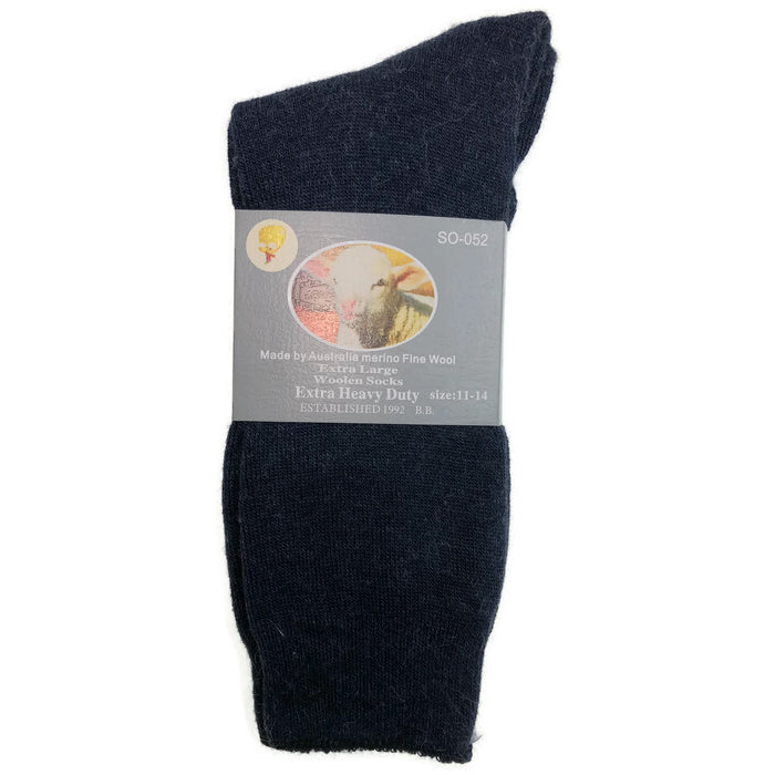 1 Pair Merino Wool Blend Work Socks Thermal Hiking Winter Warm Socks - Navy - 11-14 V563-BB-1MWSOX-NVY-11_14