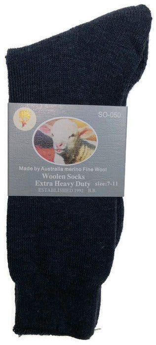 1 Pair Merino Wool Blend Work Socks Thermal Hiking Winter Warm Socks - Navy - 7-11 V563-BB-1MWSOX-NVY-7_11