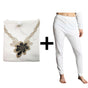 2pcs Set Womens Merino Wool Blend Pants & Top Underwear Leggings Thermal Thermals - Beige - 10-12 V563-BB-2PCLFSET-BEI-10_12