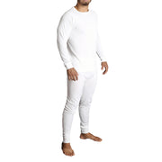 2pcs Set Mens Merino Wool Blend Long Sleeve Thermal Top & Long Johns Pants Underwear - Beige - L V563-BB-2PCMSET-BG-L