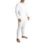2pcs Set Mens Merino Wool Blend Long Sleeve Thermal Top & Long Johns Pants Underwear - Beige - M V563-BB-2PCMSET-BG-M