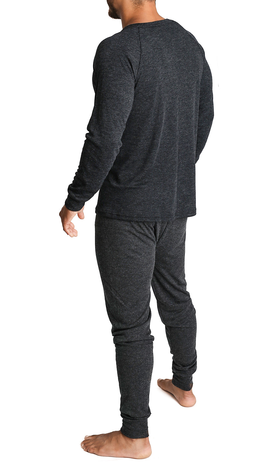 2pcs Set Mens Merino Wool Blend Long Sleeve Thermal Top & Long Johns Pants Underwear - Black - M V563-BB-2PCMSET-BK-M