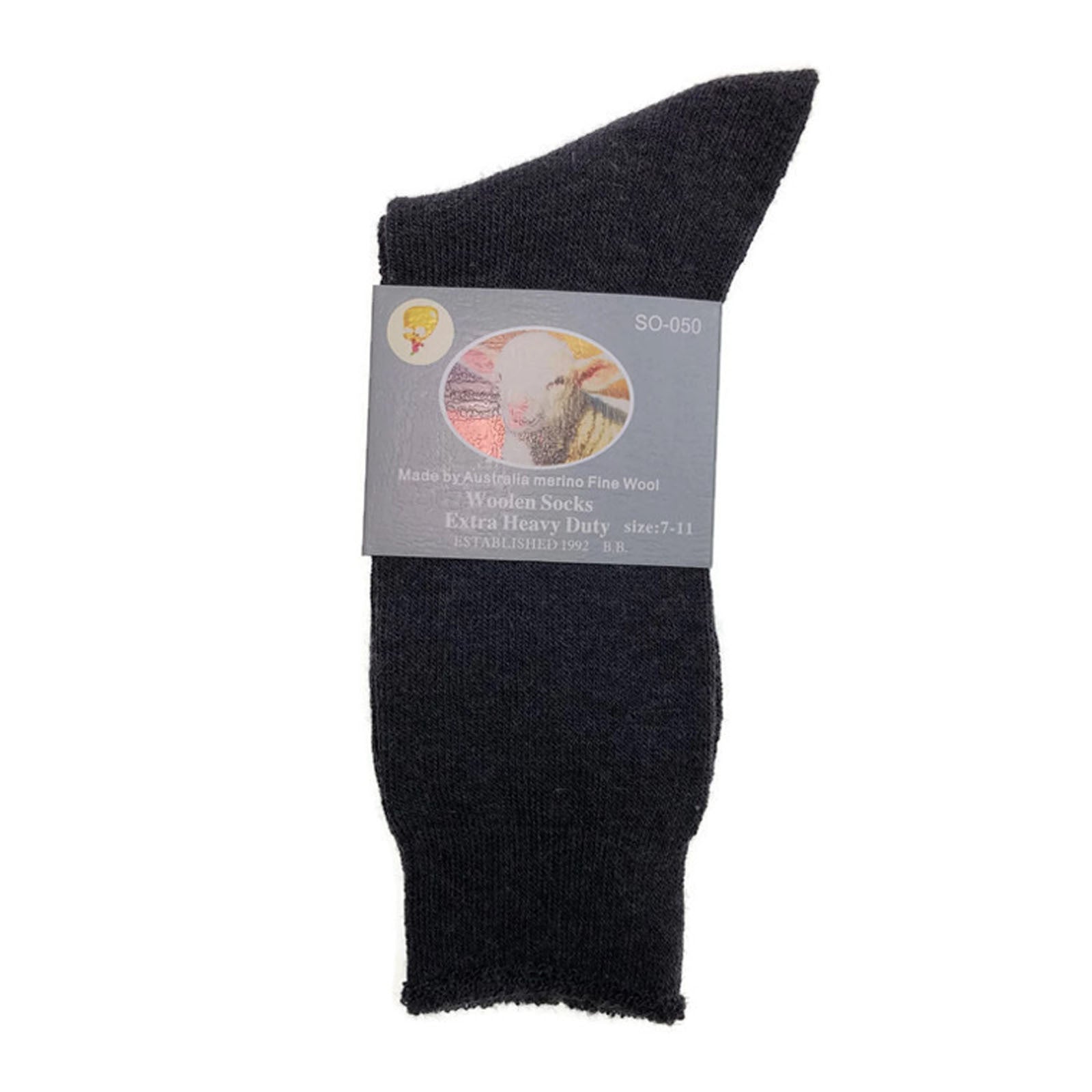 6 Pairs Merino Wool Blend Woolen Work Socks Hiking Heavy Duty Warm Thermal Bulk - Charcoal - 7-11 V563-BB-6MWSOX-CH-7_11