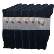 6 Pairs Merino Wool Blend Woolen Work Socks Hiking Heavy Duty Warm Thermal Bulk - Navy - 11-14 V563-BB-6MWSOX-NVY-11_14