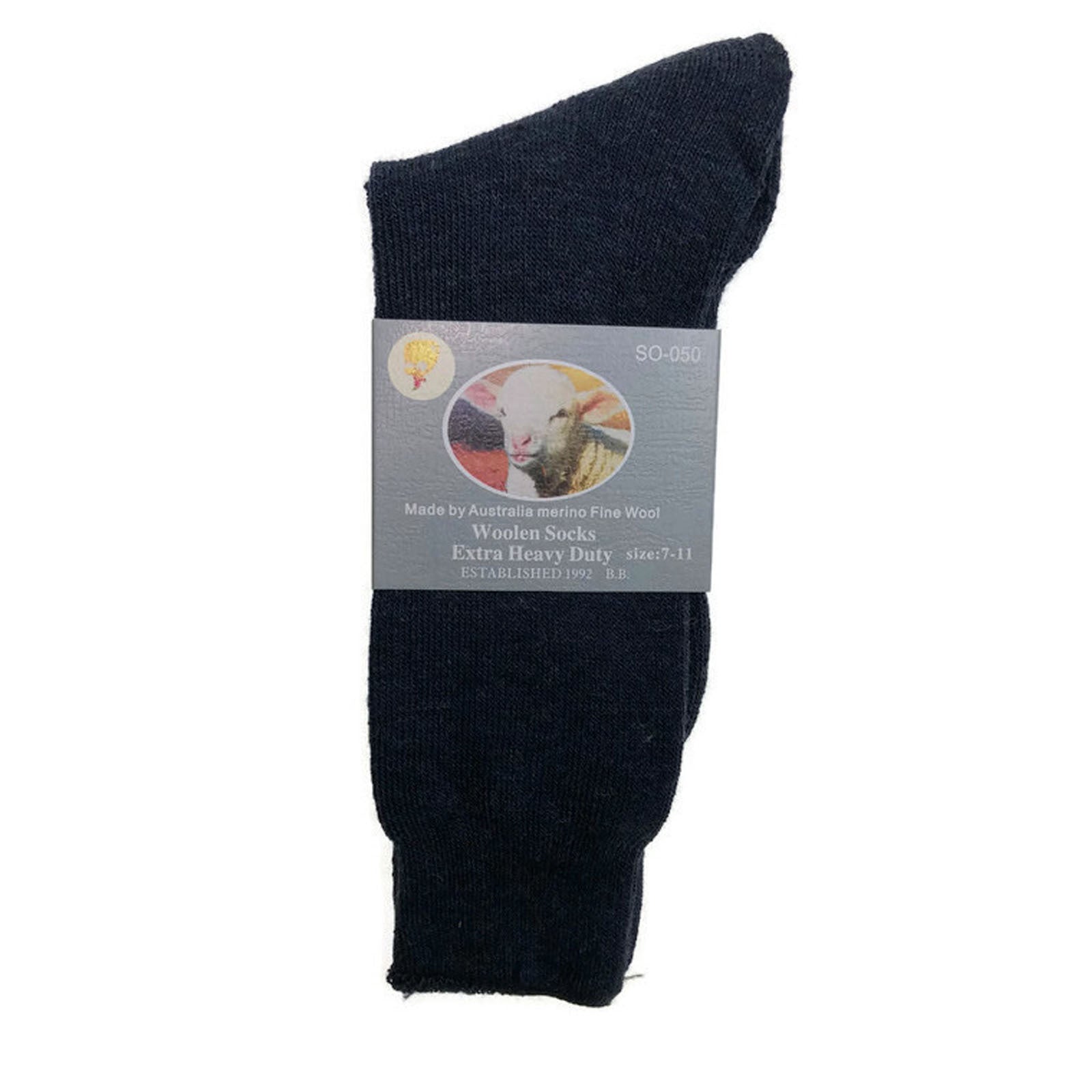 6 Pairs Merino Wool Blend Woolen Work Socks Hiking Heavy Duty Warm Thermal Bulk - Navy - 11-14 V563-BB-6MWSOX-NVY-11_14