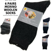 6 Pairs Merino Wool Blend Woolen Work Socks Hiking Heavy Duty Warm Thermal Bulk - Navy - 11-14 V563-BB-6MWSOX-NVY-11_14
