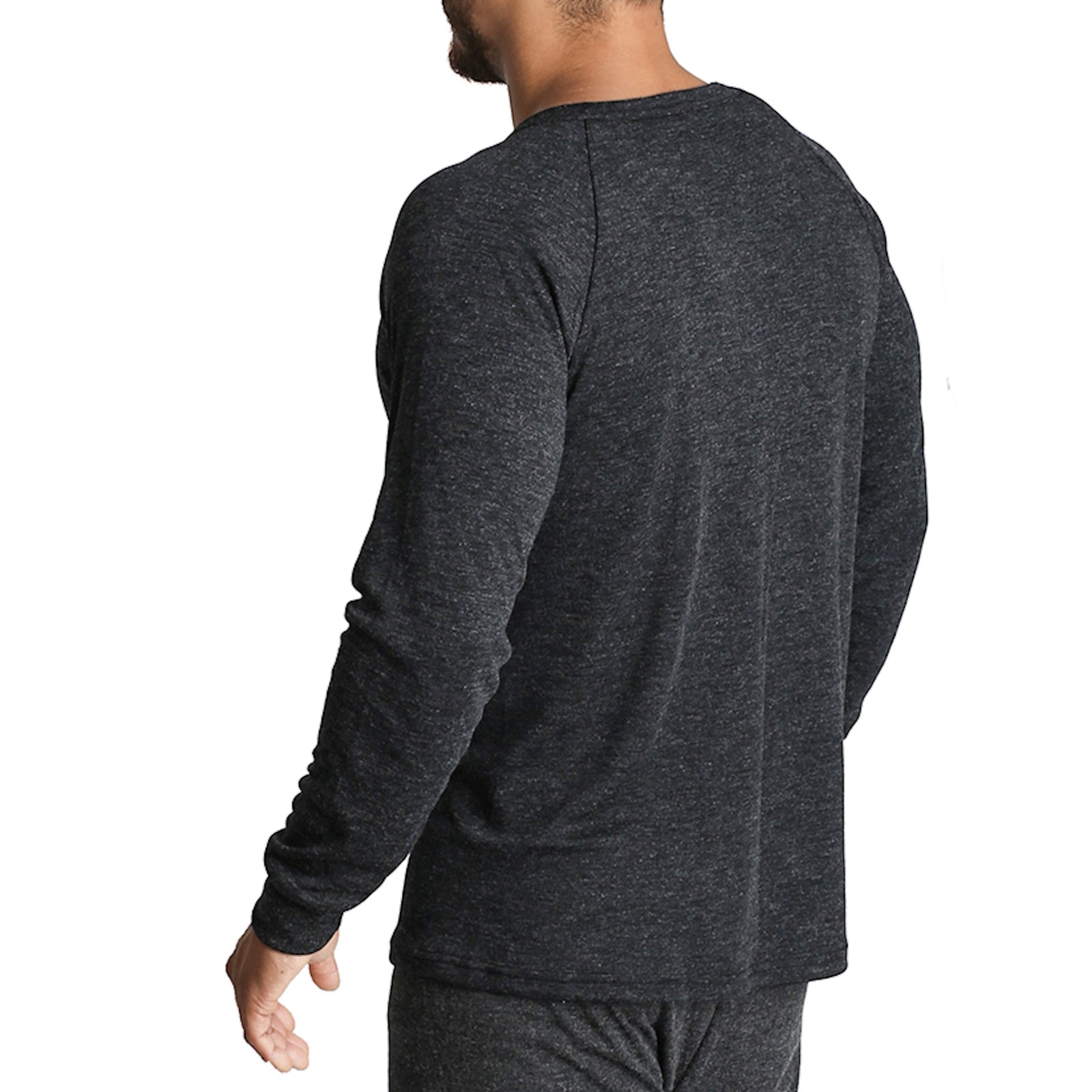 Mens Merino Wool Blend Thermal Top Long Sleeve Base Layer Underwear - Black - XL