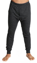 Mens Thermal Long John Pants Merino Wool Blend Base Layer Winter Warm - Black - XXL