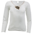 Womens Merino Wool Blend Thermal Top Long Sleeve V Neck Spencer Warm - Beige - 10-12 V563-BB-SI047-BEI-10_12