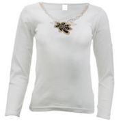 Womens Merino Wool Blend Thermal Top Long Sleeve V Neck Spencer Warm - Beige - 10-12 V563-BB-SI047-BEI-10_12