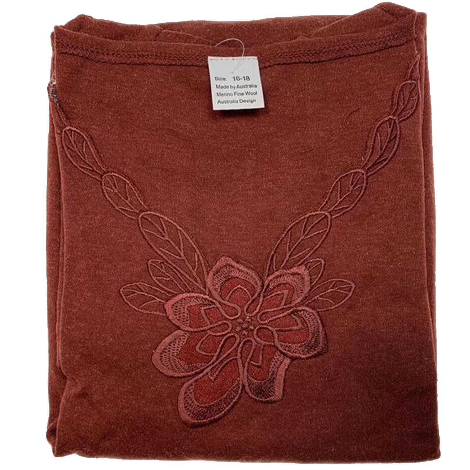 Womens Merino Wool Blend Thermal Top Long Sleeve V Neck Spencer Warm - Burgundy - 14-16 V563-BB-SI047-BUR-14_16
