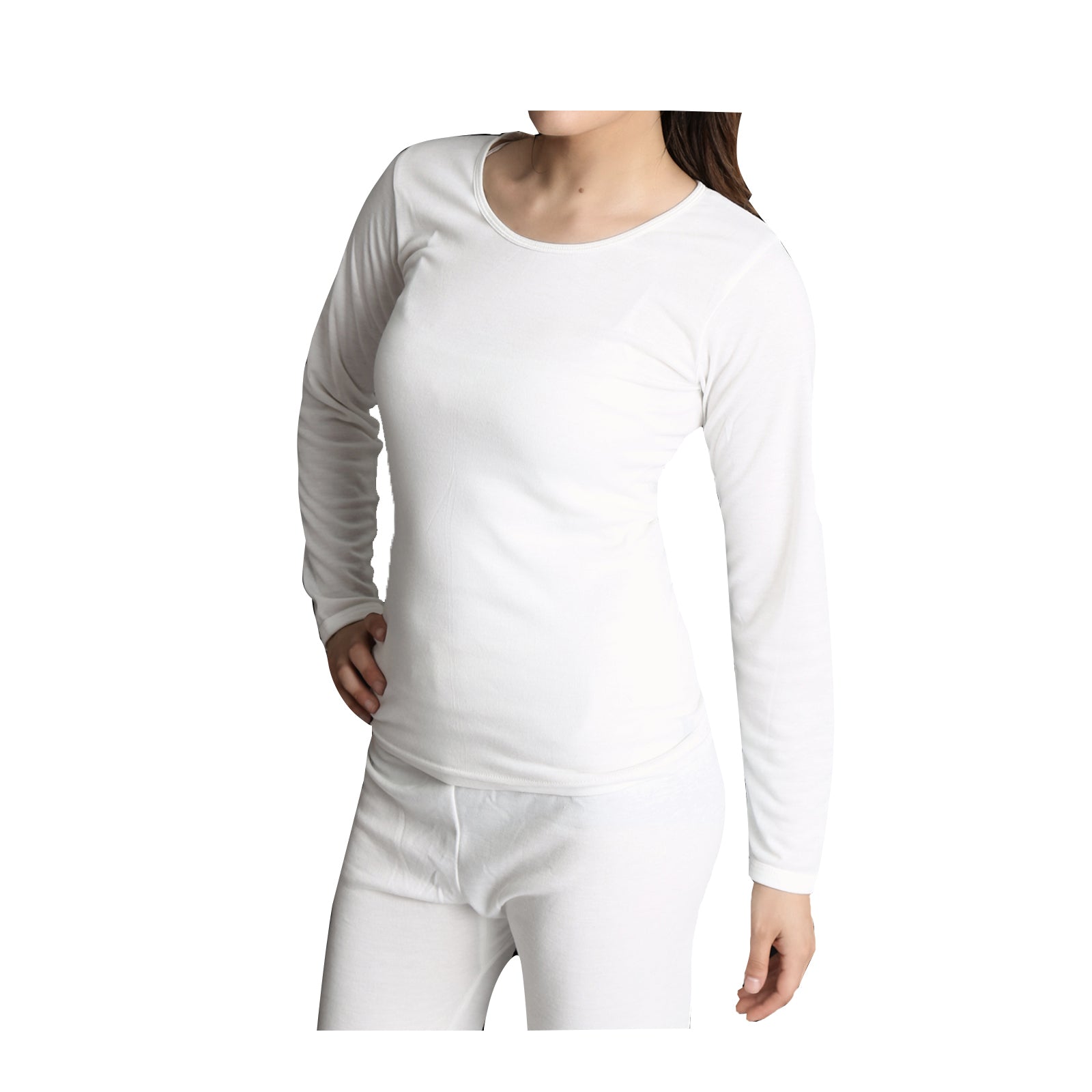 Womens Merino Wool Blend Thermal Top Long Sleeve Spencer Base Layer - Beige - 14-16 V563-BB-SI048-BG-14_16