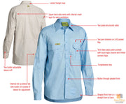 BISLEY Insect Protection Fishing Shirt Long Sleeve Casual Business Work Cotton - VRS6140_BBLB (Blue) - 6XL V563-BISLEY-INSCTPROOF-BLU-6XL