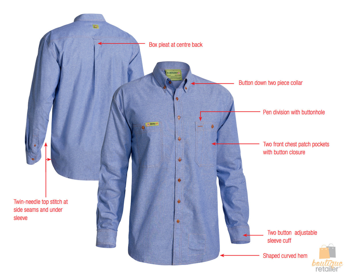BISLEY Insect Protection Repellent Long Sleeve Casual Shirt Fishing Camping - Blue - S V563-BISLEY-ISCTSHIRT-BLU-S