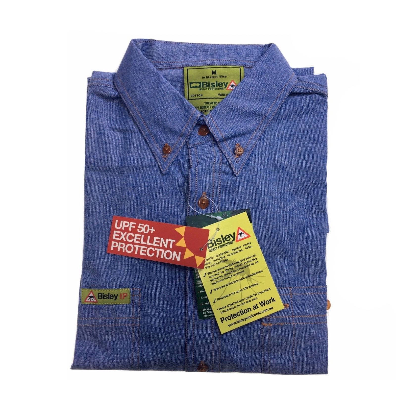 BISLEY Insect Protection Repellent Long Sleeve Casual Shirt Fishing Camping - Blue - S V563-BISLEY-ISCTSHIRT-BLU-S