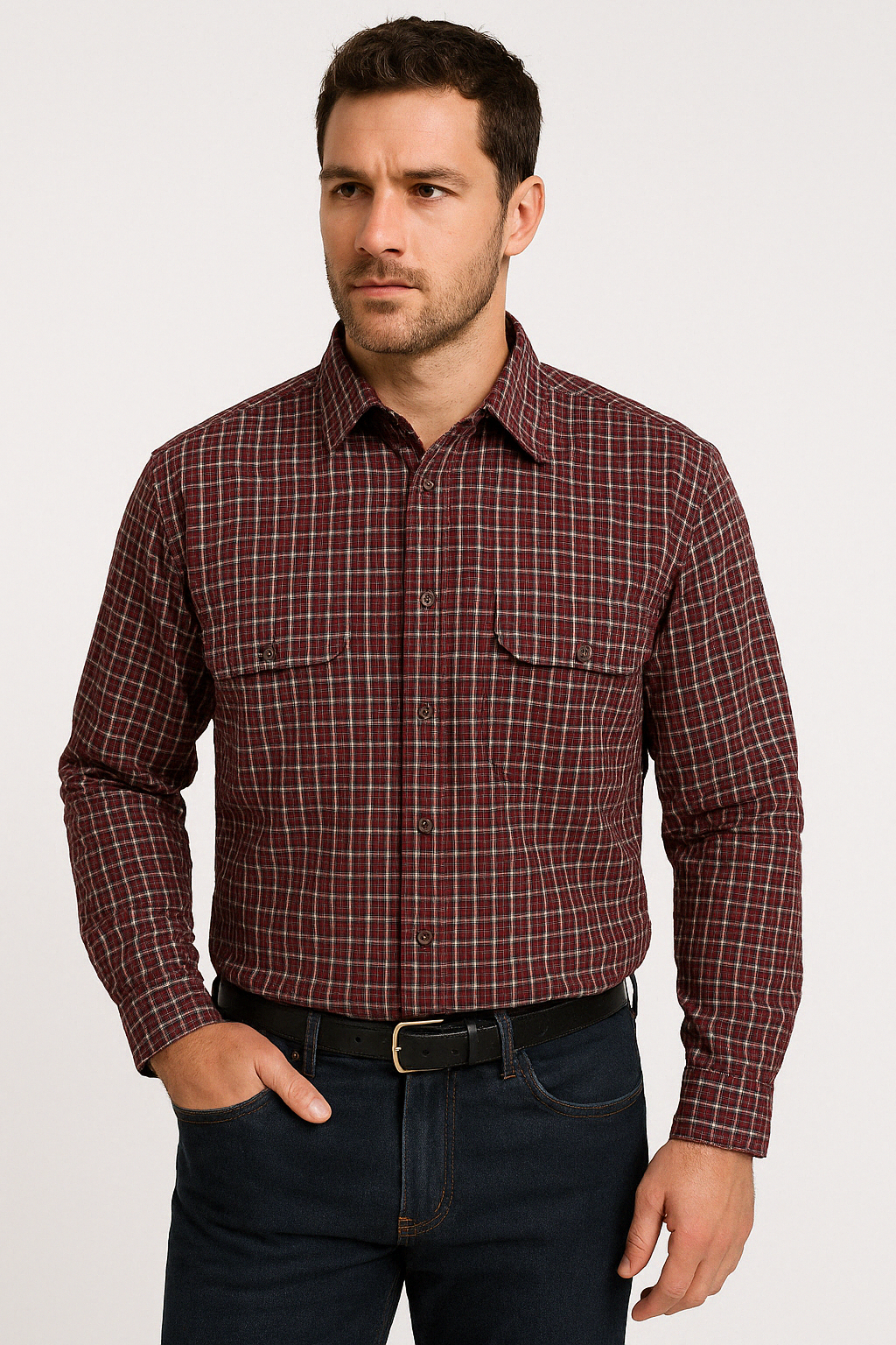 BISLEY SEERSUCKER SHORT SLEEVE SHIRT Plus King Size Work Cotton Blend Check - M V563-BISLEY-SRSUCKER-BS2770-M