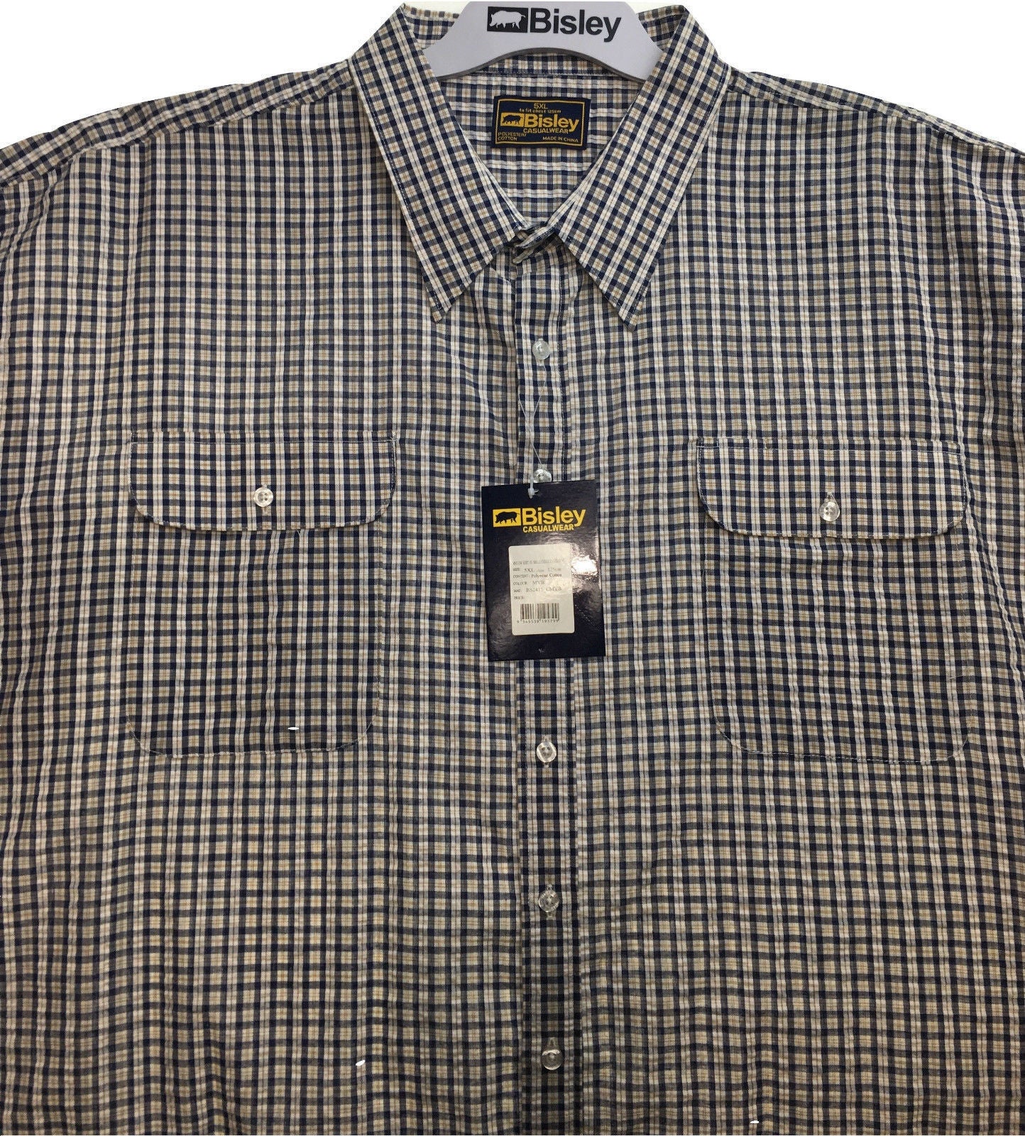 BISLEY SEERSUCKER SHORT SLEEVE SHIRT Plus King Size Work Cotton Blend Check - M V563-BISLEY-SRSUCKER-BS2770-M