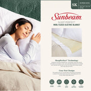Sunbeam Sleep Perfect Super King Bed Wool Fleece Heated Blanket V563-BLW5681
