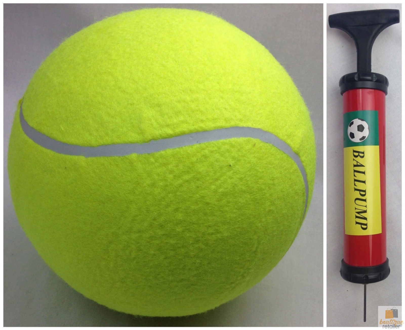 10" GIANT TENNIS BALL with BALL PUMP Air Inflator for Autographs Signatures V563-BR-10TENNISBALL-PUMP