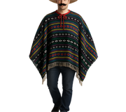 PREMIUM MEXICAN PONCHO Spanish Costume Wild West Cowboy Party Bandit 12467 V563-BR-12467