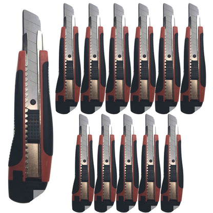 12x BOX CUTTERS Knife Retractable Blade Snap Off Razor 18mm Durable Opener BULK V563-BR-12BOXCUTTERS