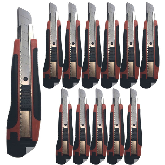 12x BOX CUTTERS Knife Retractable Blade Snap Off Razor 18mm Durable Opener BULK V563-BR-12BOXCUTTERS