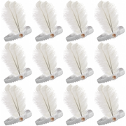 12x 1920s FLAPPER HEADBAND Headpiece Feather Sequin Charleston Gatsby Party BULK - White V563-BR-12FLAPPERHDBND-WHT