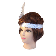 12x 1920s FLAPPER HEADBAND Headpiece Feather Sequin Charleston Gatsby Party BULK - White V563-BR-12FLAPPERHDBND-WHT