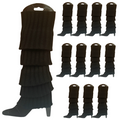 12x LEG WARMERS Knitted Womens Costume Neon Dance Party Knit 80s BULK - Black V563-BR-12LEGWARMRS-BLK