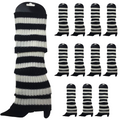 12x LEG WARMERS Knitted Womens Costume Neon Dance Party Knit 80s BULK - Black/White Stripe V563-BR-12LEGWARMRS-BLKWHTSTR