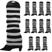 12x LEG WARMERS Knitted Womens Costume Neon Dance Party Knit 80s BULK - Black/White Stripe V563-BR-12LEGWARMRS-BLKWHTSTR