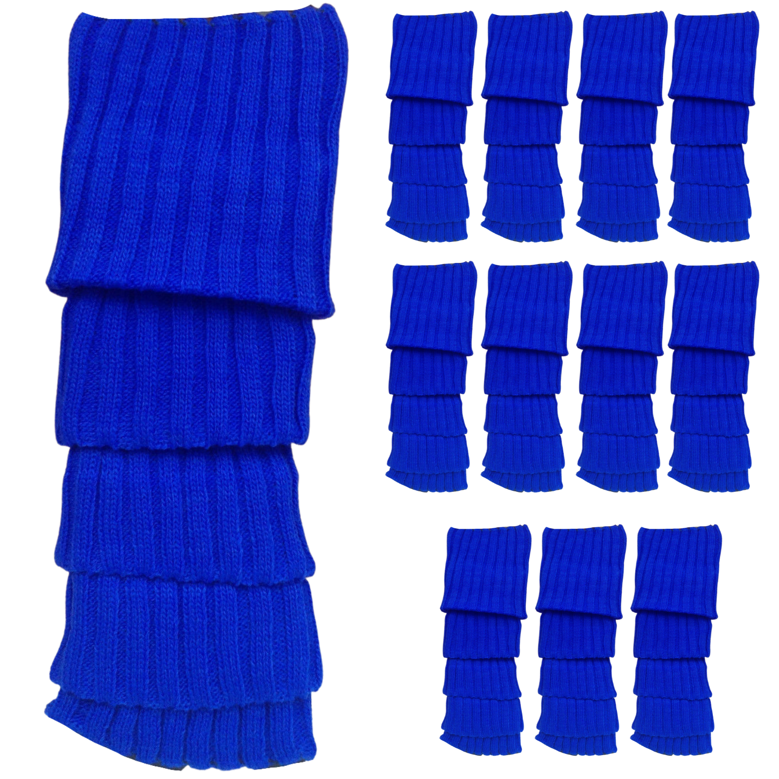 12x LEG WARMERS Knitted Womens Costume Neon Dance Party Knit 80s BULK - Blue V563-BR-12LEGWARMRS-BLU