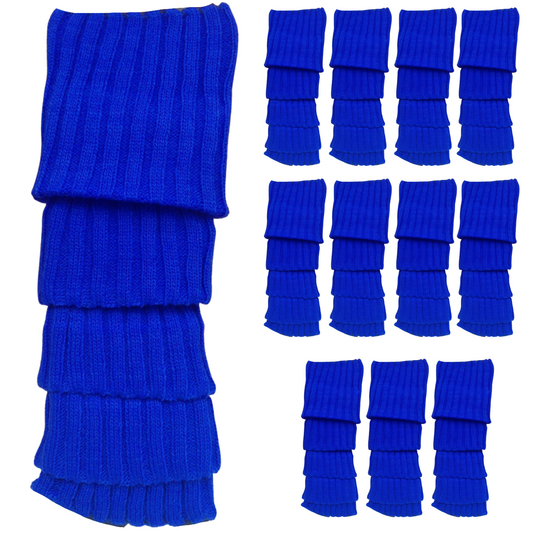 12x LEG WARMERS Knitted Womens Costume Neon Dance Party Knit 80s BULK - Blue V563-BR-12LEGWARMRS-BLU