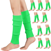 12x LEG WARMERS Knitted Womens Costume Neon Dance Party Knit 80s BULK - Fluro Green V563-BR-12LEGWARMRS-FLUGRN