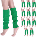12x LEG WARMERS Knitted Womens Costume Neon Dance Party Knit 80s BULK - Green V563-BR-12LEGWARMRS-GRN