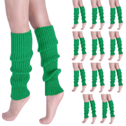 12x LEG WARMERS Knitted Womens Costume Neon Dance Party Knit 80s BULK - Green V563-BR-12LEGWARMRS-GRN