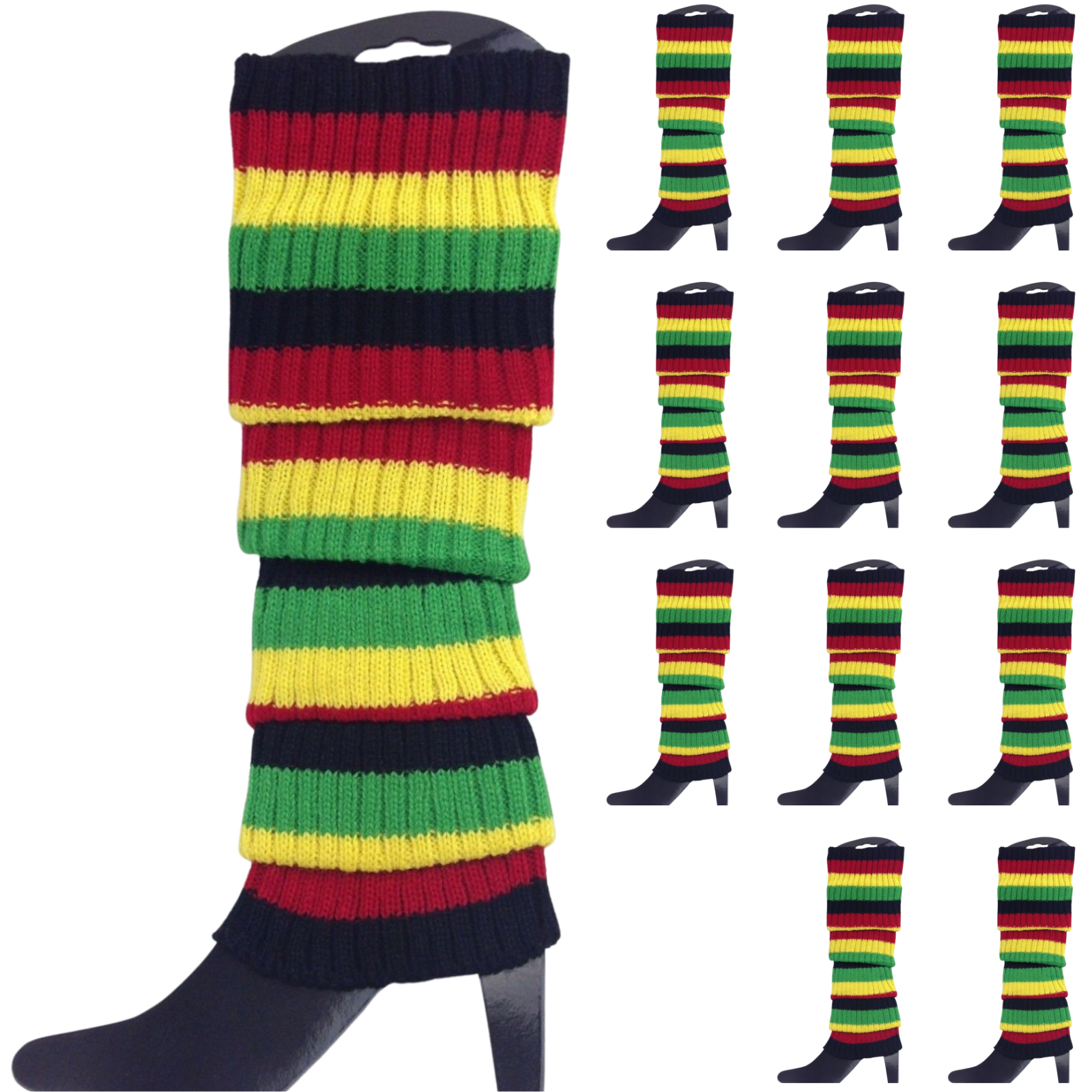 12x LEG WARMERS Knitted Womens Costume Neon Dance Party Knit 80s BULK - Indigenous Colours V563-BR-12LEGWARMRS-INDGCLR