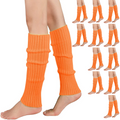 12x LEG WARMERS Knitted Womens Costume Neon Dance Party Knit 80s BULK - Orange V563-BR-12LEGWARMRS-ORNG
