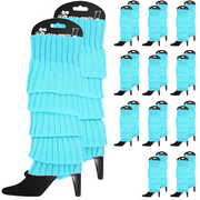12x LEG WARMERS Knitted Womens Costume Neon Dance Party Knit 80s BULK - Sky Blue V563-BR-12LEGWARMRS-SKYBLU