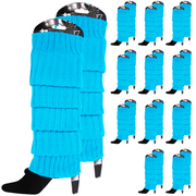 12x LEG WARMERS Knitted Womens Costume Neon Dance Party Knit 80s BULK - Topaz Blue V563-BR-12LEGWARMRS-TPAZBLU