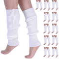 12x LEG WARMERS Knitted Womens Costume Neon Dance Party Knit 80s BULK - White V563-BR-12LEGWARMRS-WHT