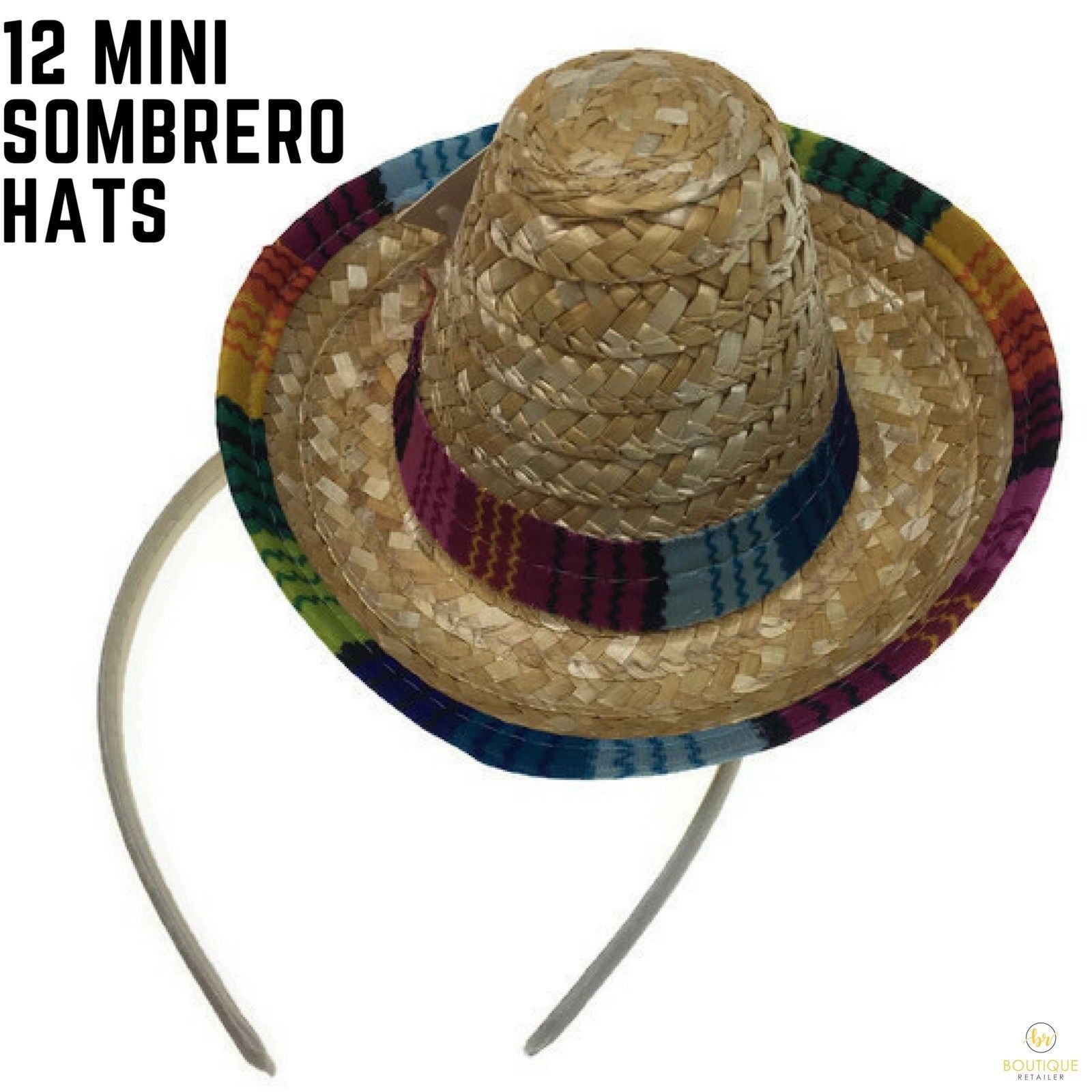 12x MINI SOMBRERO HATS on Headband Mexican Spanish Fiesta Party Costume BULK V563-BR-12MINISOMBREROS